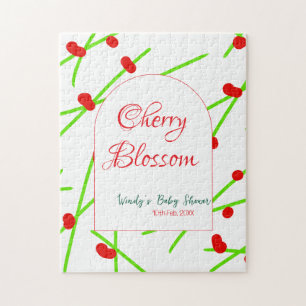 Kirschblütenform Kirschblüte rot grün Babyparty na Puzzle
