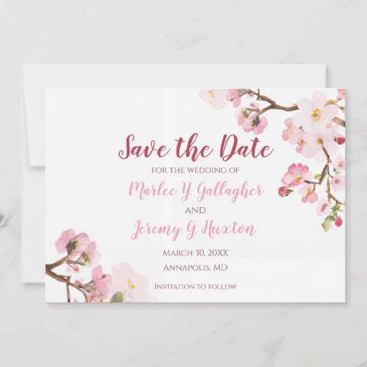 Kirschblütenhochzeit Save The Date (Vorderseite)
