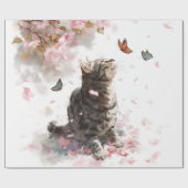 Kirschblütenkatze und Schmetterlinge (11) Geschenkpapier (Flach)