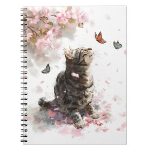 Kirschblütenkatze und Schmetterlinge (11) Notizblock