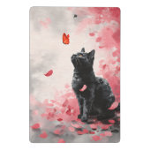 Kirschblütenkatze und Schmetterlinge (3) Mini Klemmbrett (Rückseite)