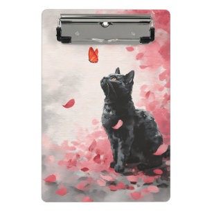Kirschblütenkatze und Schmetterlinge (3) Mini Klemmbrett