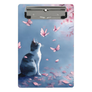 Kirschblütenkatze und Schmetterlinge (4) Mini Klemmbrett