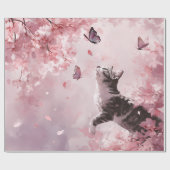 Kirschblütenkatze und Schmetterlinge (7) Geschenkpapier (Flach)