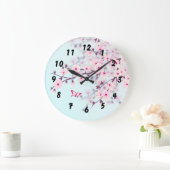 Kirschblütenlandschaft Große Wanduhr (Zuhause)