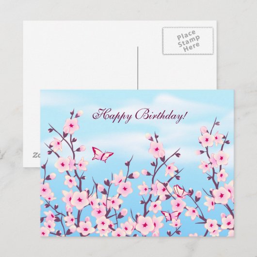 Kirschblütenlandschaft Postkarte (Vorne/Hinten)