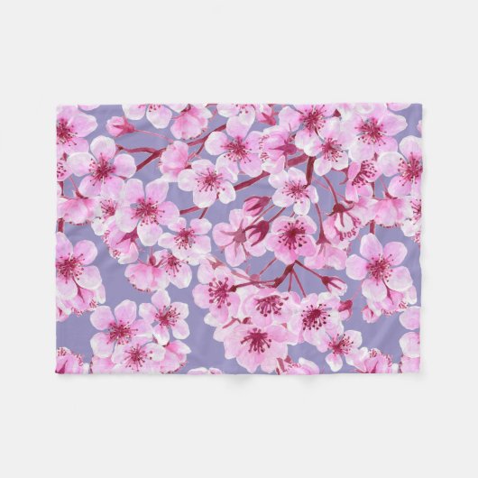 Kirschblütenmuster Fleecedecke (Vorderseite (Horizontal))