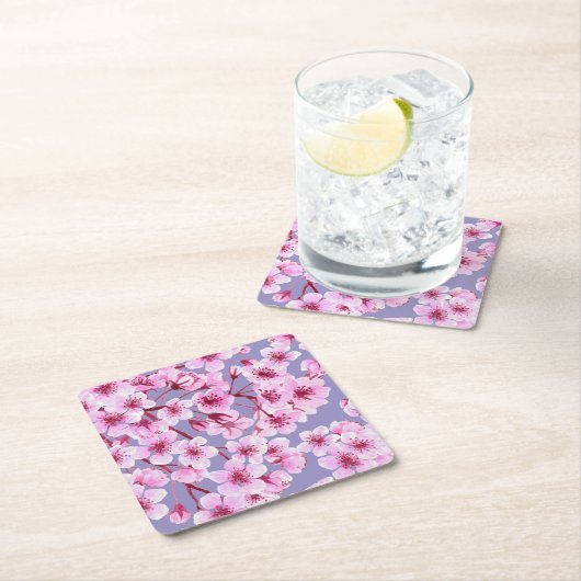 Kirschblütenmuster Rechteckiger Pappuntersetzer (Vor Ort)