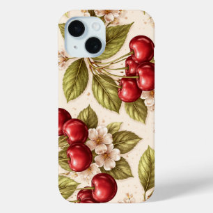 Kirschblütenmuster rote Kirschen im Vintage-Stil Case-Mate iPhone Hülle