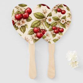 Kirschblütenmuster rote Kirschen im Vintage-Stil Fächer