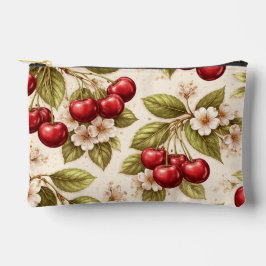 Kirschblütenmuster rote Kirschen im Vintage-Stil Zubehörtasche