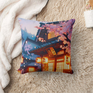 Kirschblütennacht im alten Japan Kissen