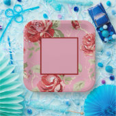 Kirschblütenpapier rote Rose Blume Teller (Party)