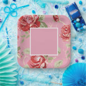 Kirschblütenpapier rote Rose Blume Teller (Party)