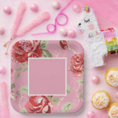 Kirschblütenpapier rote Rose Blume Teller (Party)