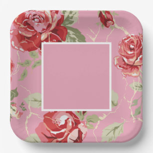Kirschblütenpapier rote Rose Blume Teller
