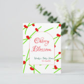 Kirschblütenrot-grüne Babyparty-Bogenform na Postkarte (Stehend Vorderseite)