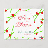 Kirschblütenrot-grüne Babyparty-Bogenform na Postkarte (Rückseite)