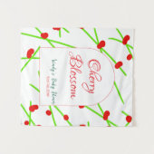 Kirschblütenrot-grüne Babyparty im Bogenformat na Wandteppich (Vorderseite (Horizontal))