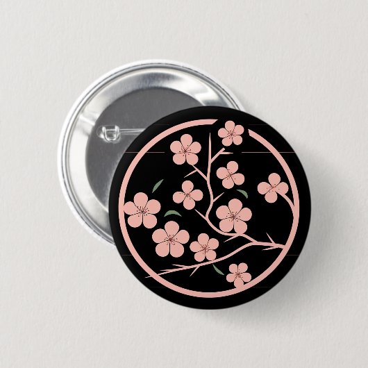 Kirschblütensymbol, Minimalismus, Rosa, Japanisch Button (Vorne & Hinten)