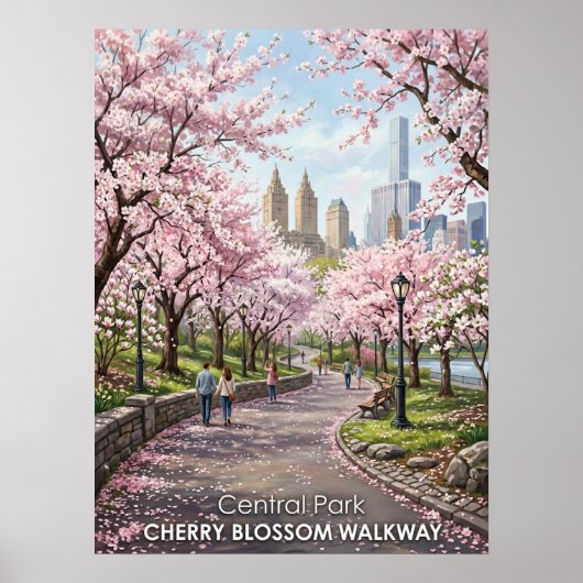 Kirschblütenweg Central Park Poster (Vorne)