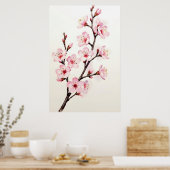Kirschblütenzweig Aquarell Poster (Küche)