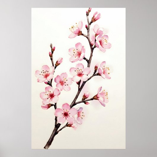 Kirschblütenzweig Aquarell Poster (Vorne)