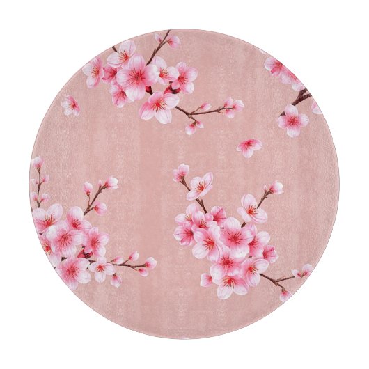 Kirschblütenzweig-Muster in Rosa Schneidebrett (Vorderseite)