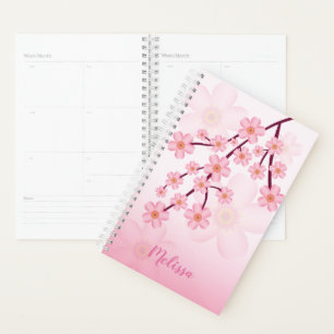Kirschblütenzweig Pink Sakura mit Namen Planer