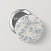 Kirschblütenzweige in Blau und Creme Button (Vorne & Hinten)