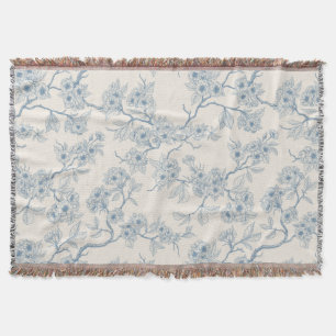 Kirschblütenzweige in Blau und Creme Decke