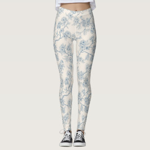 Kirschblütenzweige in Blau und Creme Leggings