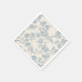Kirschblütenzweige in Blau und Creme Serviette (Ecke)