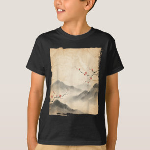 Kirschblütenzweige Japanische Tuschmalerei Kunst T-Shirt