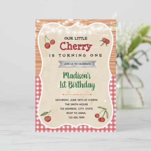 Kirschdusche Geburtstagsfeier Einladung (Stehend Vorderseite)