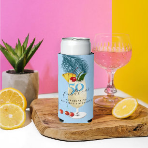 Kirsche auf Blauem Cocktail 50. Geburtstagsfeier Selters Dosenkühler