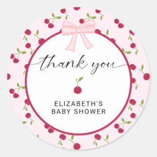 Kirsche auf dem Baby Shower Coquette Danke Runder Aufkleber