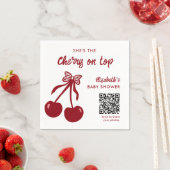 Kirsche auf dem Baby-Shower-QR-Code-Foto-Sharing Serviette (Beispiel)