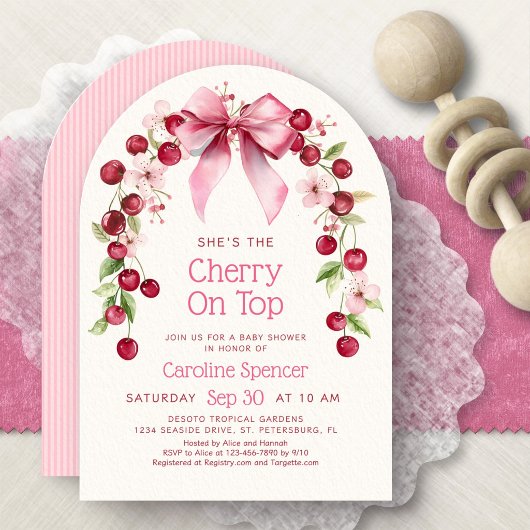 Kirsche auf dem Bogen-Baby-Shower Einladung