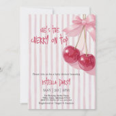 Kirsche auf dem Bow Kirsch-Baby-Shower Einladung (Vorderseite)