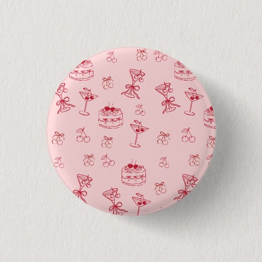 Kirsche auf dem Geburtstagskuchen Button (Vorderseite)