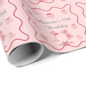 Kirsche auf dem Geburtstagskuchen Geschenkpapier (Rolleneckpunkt)