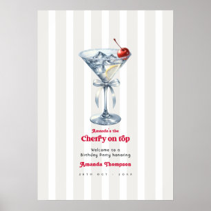 Kirsche auf dem Martini-Geburtstagsfeier-Willkomme Poster