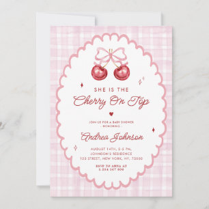 Kirsche auf dem preppy Vintage-Bogen-Baby-Shower Einladung