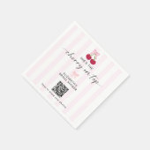 Kirsche auf der Hochzeitsbrautparty QR-Code zum Te Serviette (Ecke)