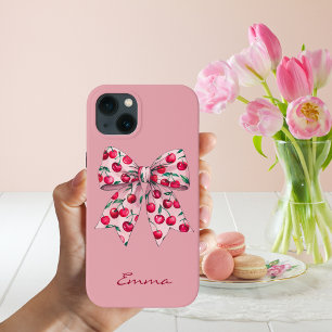Kirsche auf rosa Schleife, süß, modern, Wasserfarb Case-Mate iPhone Hülle