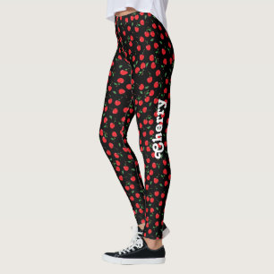 Kirsche auf Schwarzem mit Namen Leggings