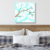 Kirsche blüht gegen blauen Himmel mit Wolken Leinwanddruck (Insitu (Schlafzimmer))