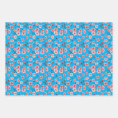 Kirsche Blume grün, blau, Lila Hintergrund. Geschenkpapier Set (Vorderseite 2)
