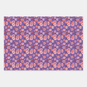 Kirsche Blume grün, blau, Lila Hintergrund. Geschenkpapier Set (Vorderseite)